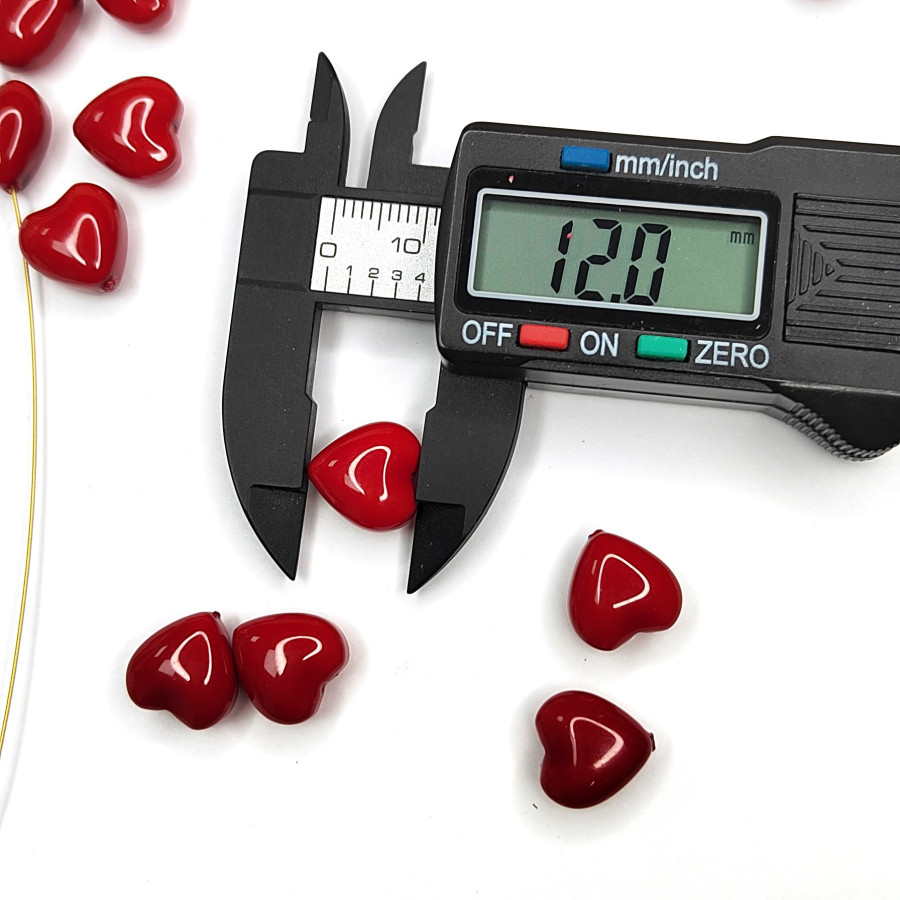 12 мм Жемчуг майорка, форма Сердечко, цвет красный, Стекло