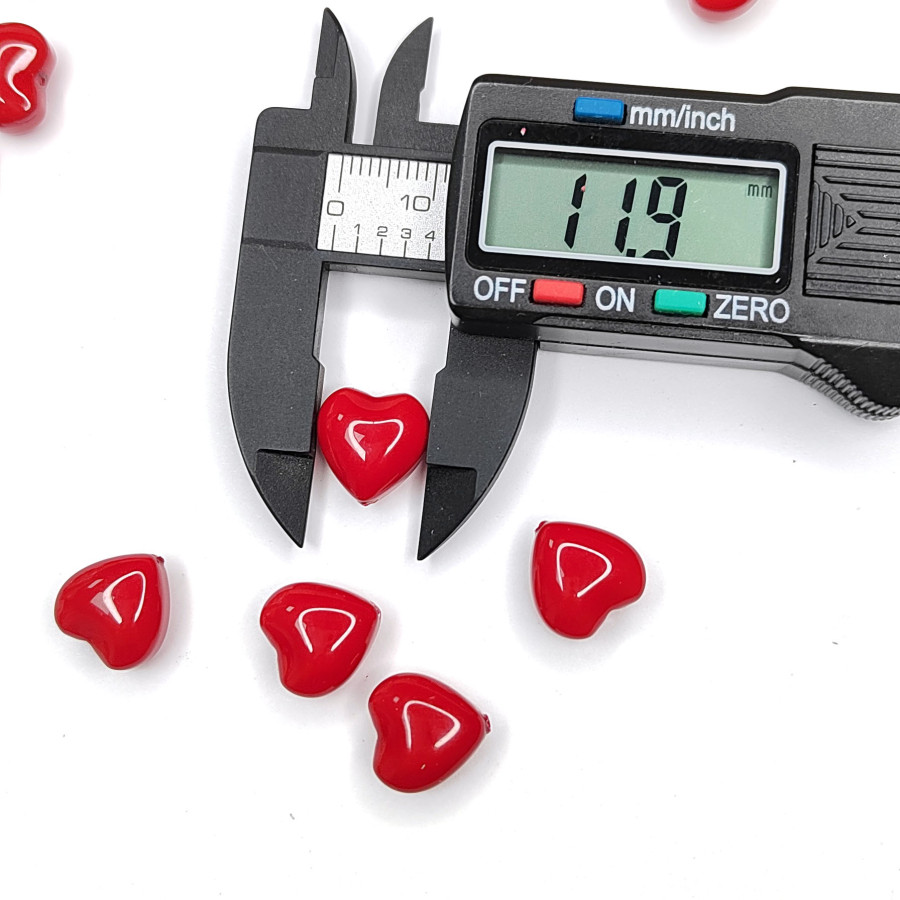 12 мм Жемчуг майорка, форма Сердечко, цвет красный, Стекло