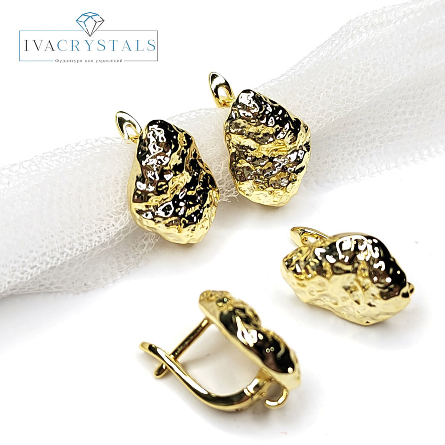 Швензы 16х12 мм Мятый металл, пара покрытие Позолота