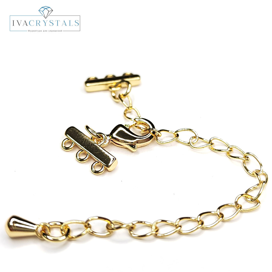 Замочек трехрядный шириной 10 мм, покрытие Позолота, штука