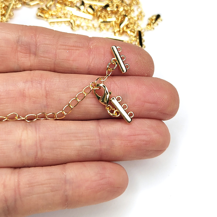 Замочек трехрядный шириной 10 мм, покрытие Позолота, штука