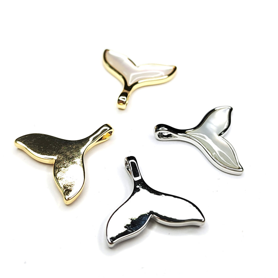 Хвост кита подвеска с перламутром, 17 мм, штука