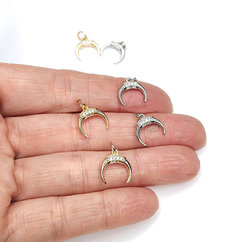 Подвеска Лунница 12 мм с фианитам, штука