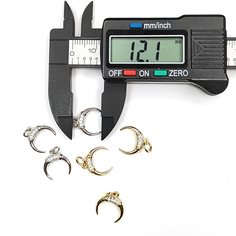 Подвеска Лунница 12 мм с фианитам, штука