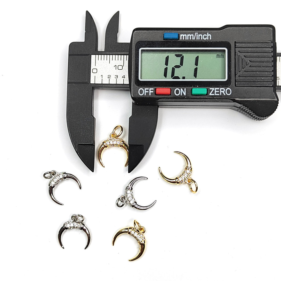 Подвеска Лунница 12 мм с фианитам, штука