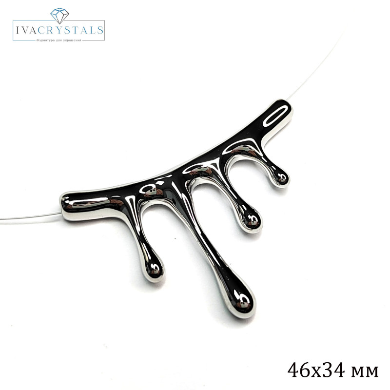 Подвеска крупная 46х34 мм, покрытие Родий, штука