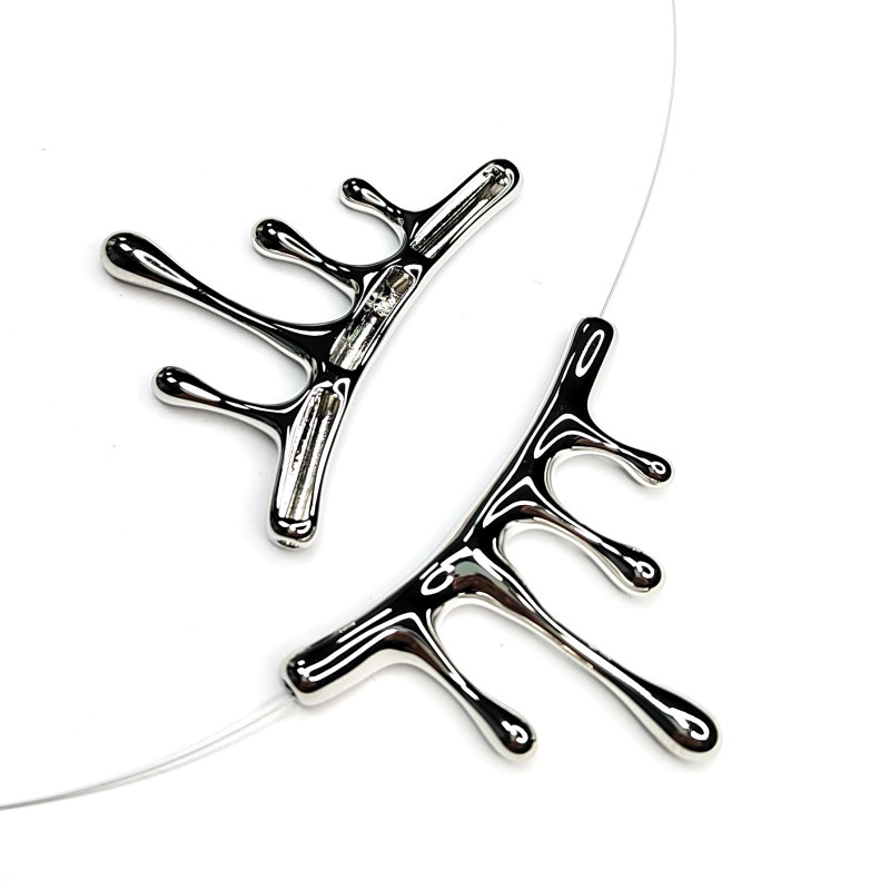 Подвеска крупная 46х34 мм, покрытие Родий, штука