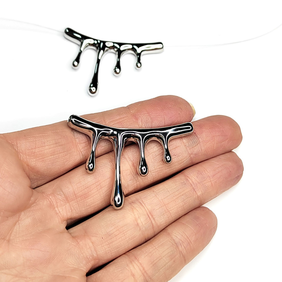 Подвеска крупная 46х34 мм, покрытие Родий, штука