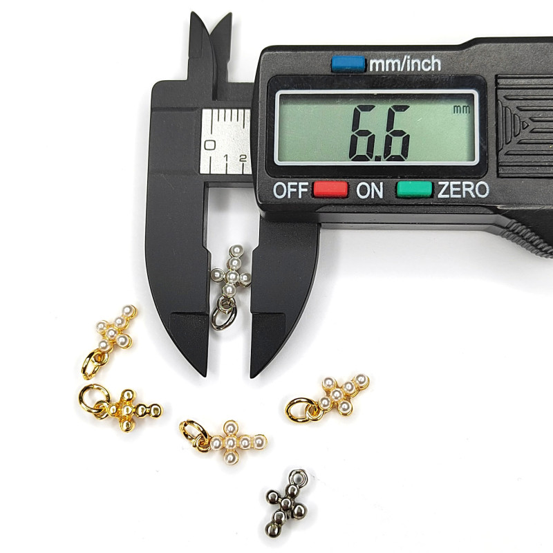 Подвеска Крестик с жемчужинами, 15х13 мм, штука