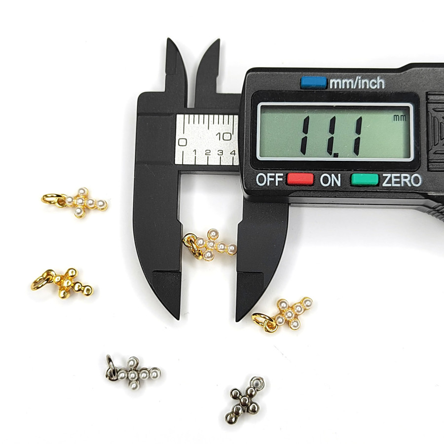 Подвеска Крестик с жемчужинами, 15х13 мм, штука