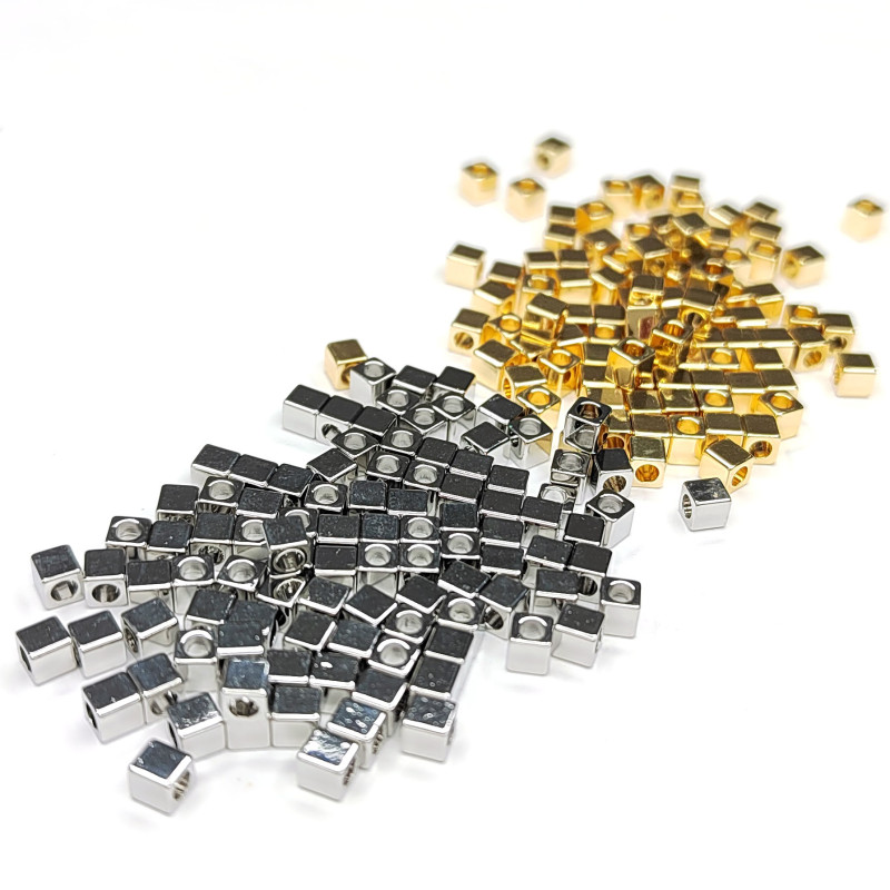 Кубики 3 мм, Разделительная бусина металлическая, 10 штук