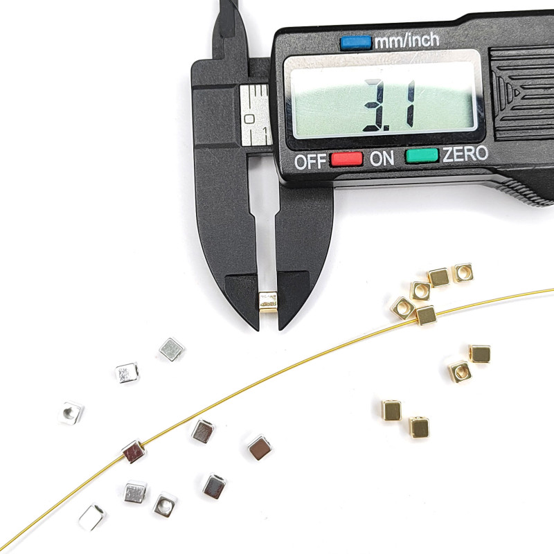 Кубики 3 мм, Разделительная бусина металлическая, 10 штук