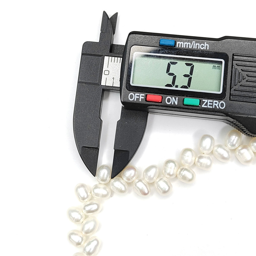 Жемчуг натуральный 6х5 мм Колосок, культивированный, НИТЬ 39 см