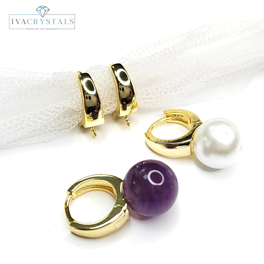 Швензы под вклейку 12 мм, застёжка конго, пара покрытие Позолота