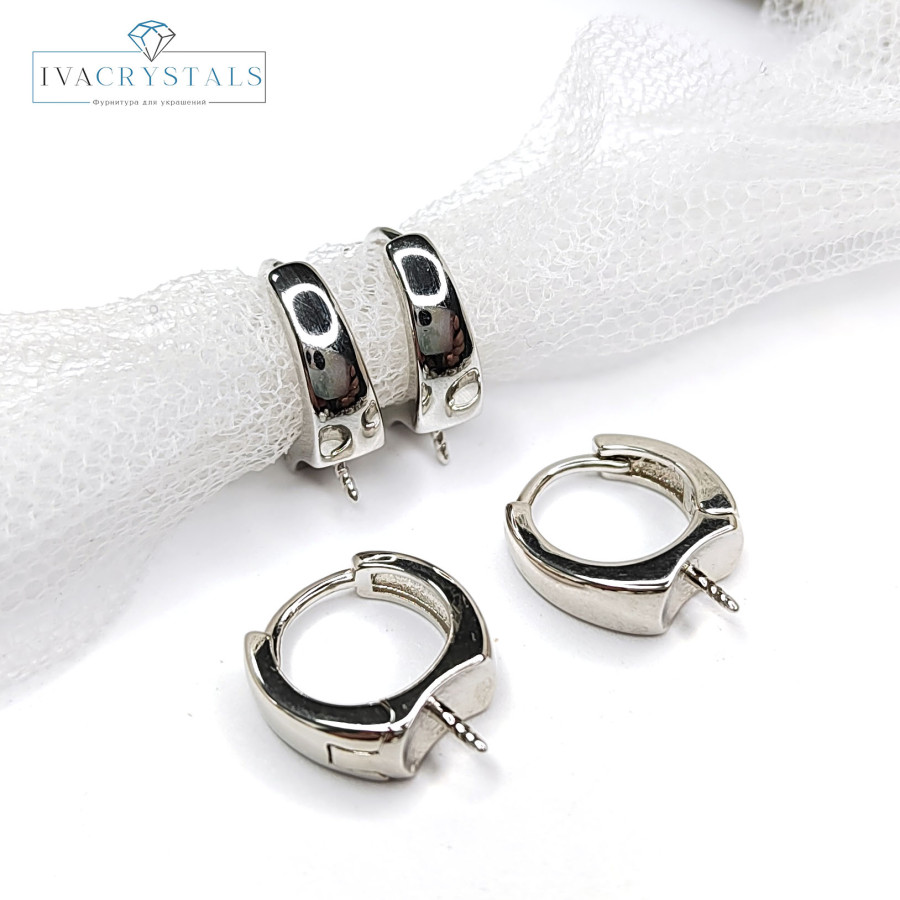 Швензы под вклейку 12 мм, застёжка конго, пара покрытие Родий