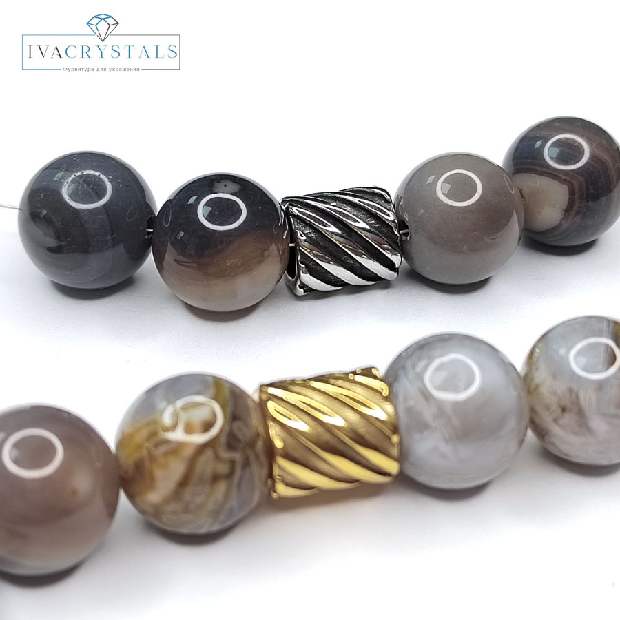 Бусина 10х8,6 мммм разделительная из нержавеющей стали, штука