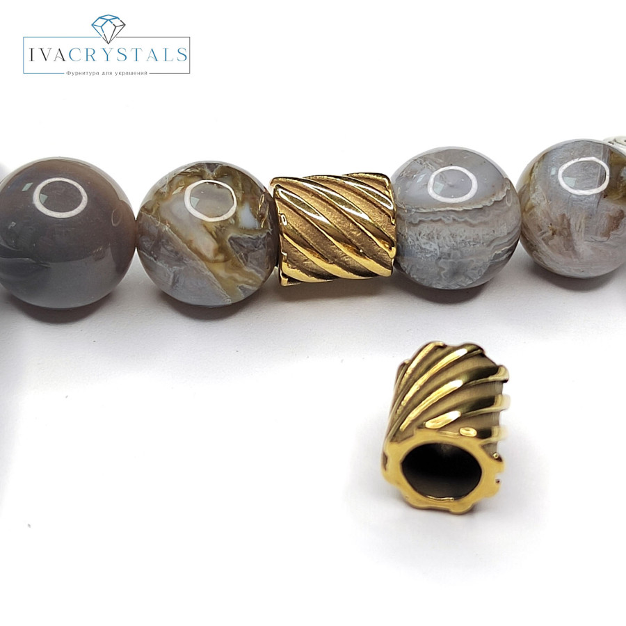 Бусина 10х8,6 мммм разделительная из нержавеющей стали, штука Цвет Позолота