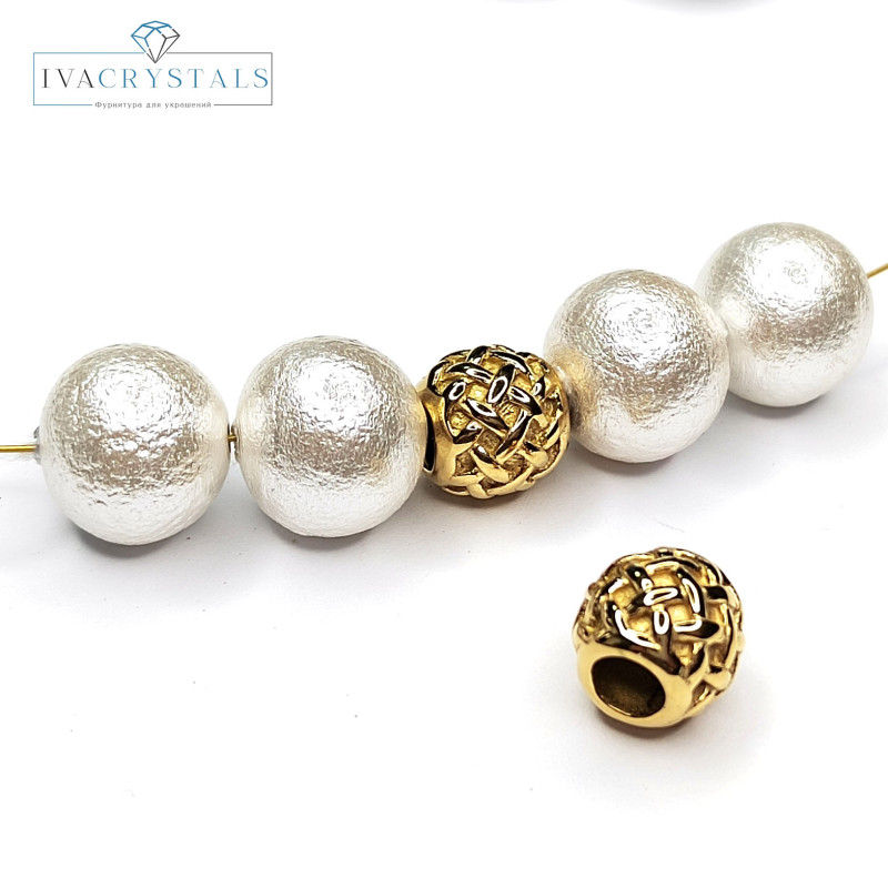 Бусина 10 мм разделительная из нержавеющей стали, штука