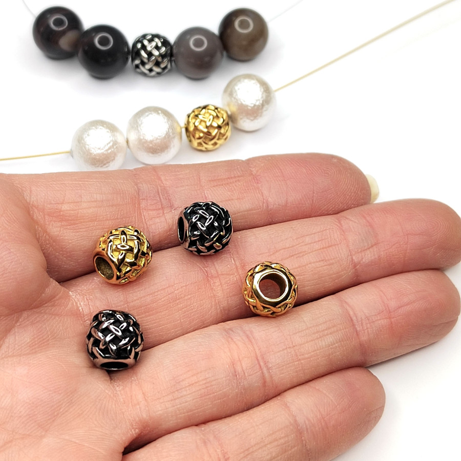 Бусина 10 мм разделительная из нержавеющей стали, штука