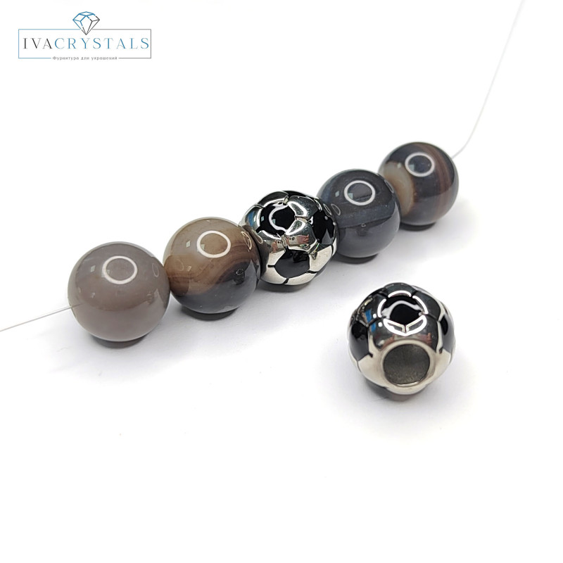 Бусина из нержавеющей стали, футбольный мяч 12 мм, штука