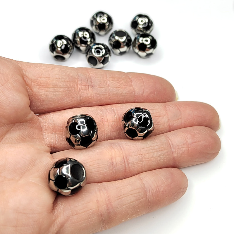 Бусина из нержавеющей стали, футбольный мяч 12 мм, штука