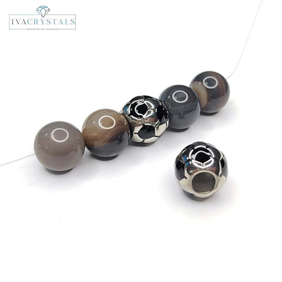 Бусина из нержавеющей стали, футбольный мяч 12 мм, штука