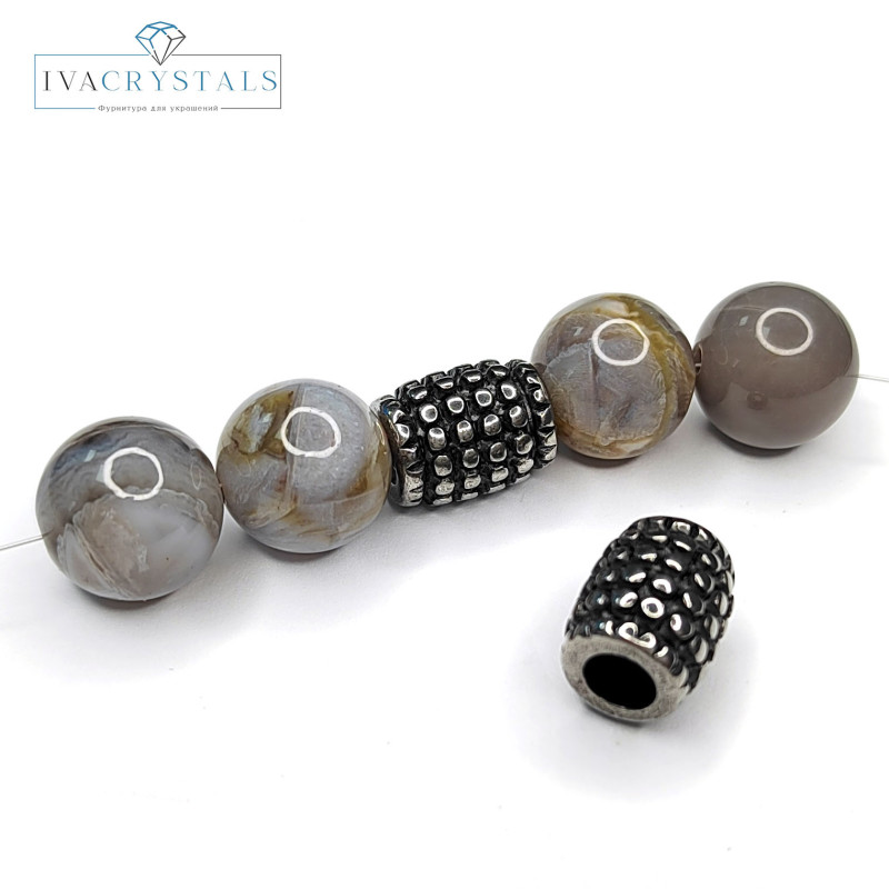 Бусина из нержавеющей стали 12х9,5 мм, штука