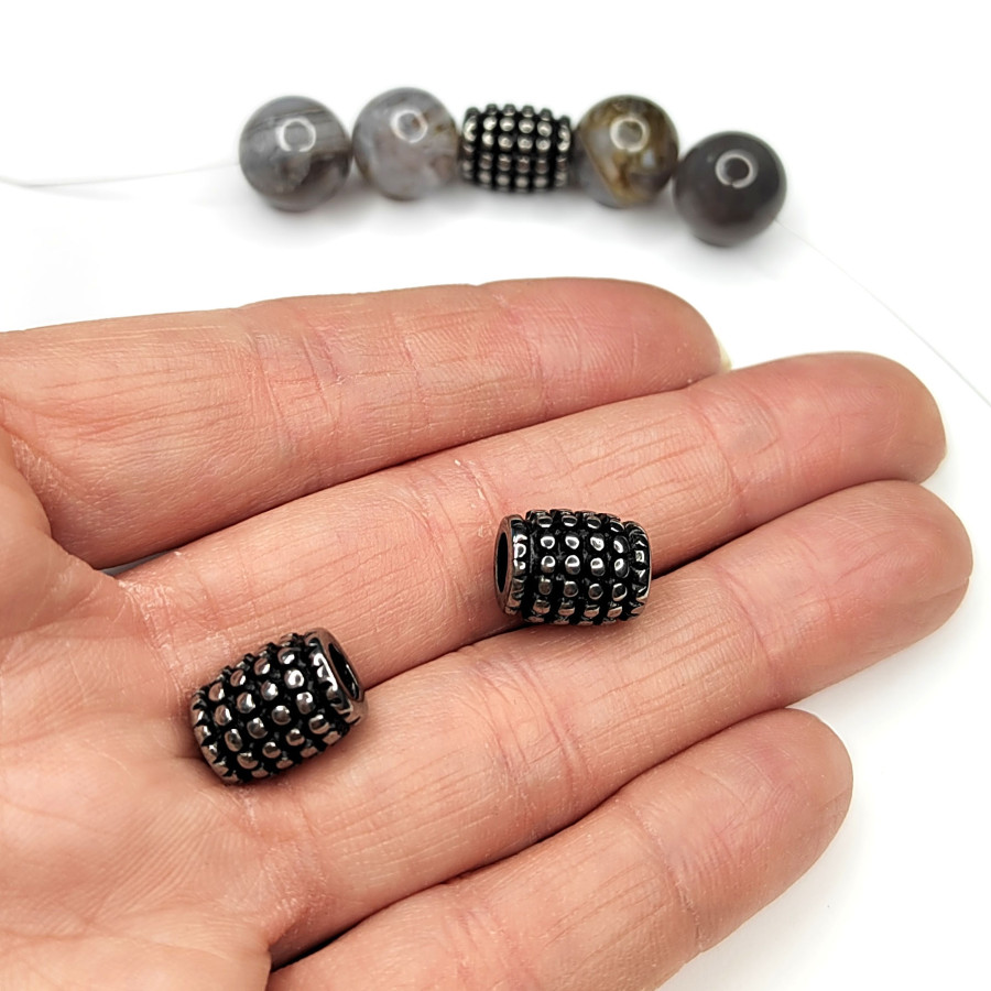 Бусина из нержавеющей стали 12х9,5 мм, штука