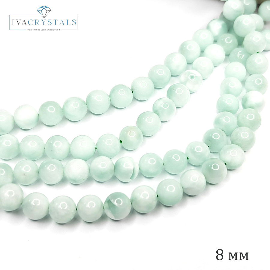 Ангелит натуральный 8 мм, нить 38,5 см