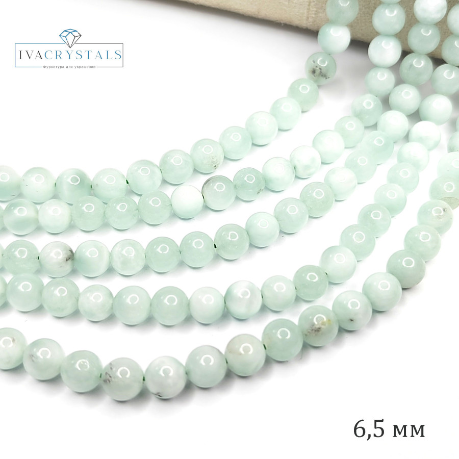 Ангелит натуральный 6,5 мм, нить 38,5 см