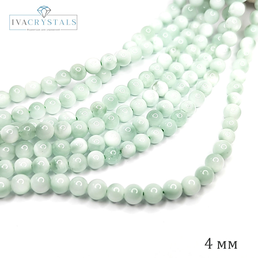 Ангелит натуральный 4 мм, нить 40 см