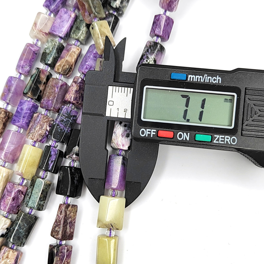 Чароит натуральный 11х7 мм Столбик, нить 39 см