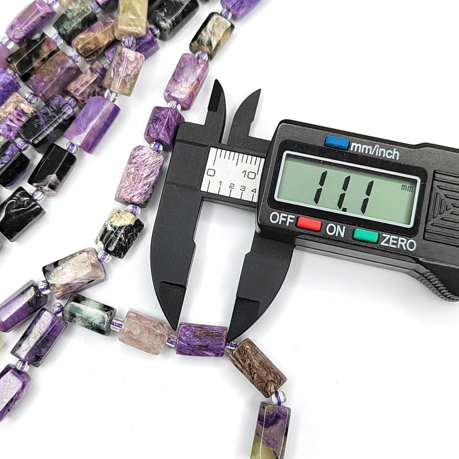 Чароит натуральный 11х7 мм Столбик, нить 39 см