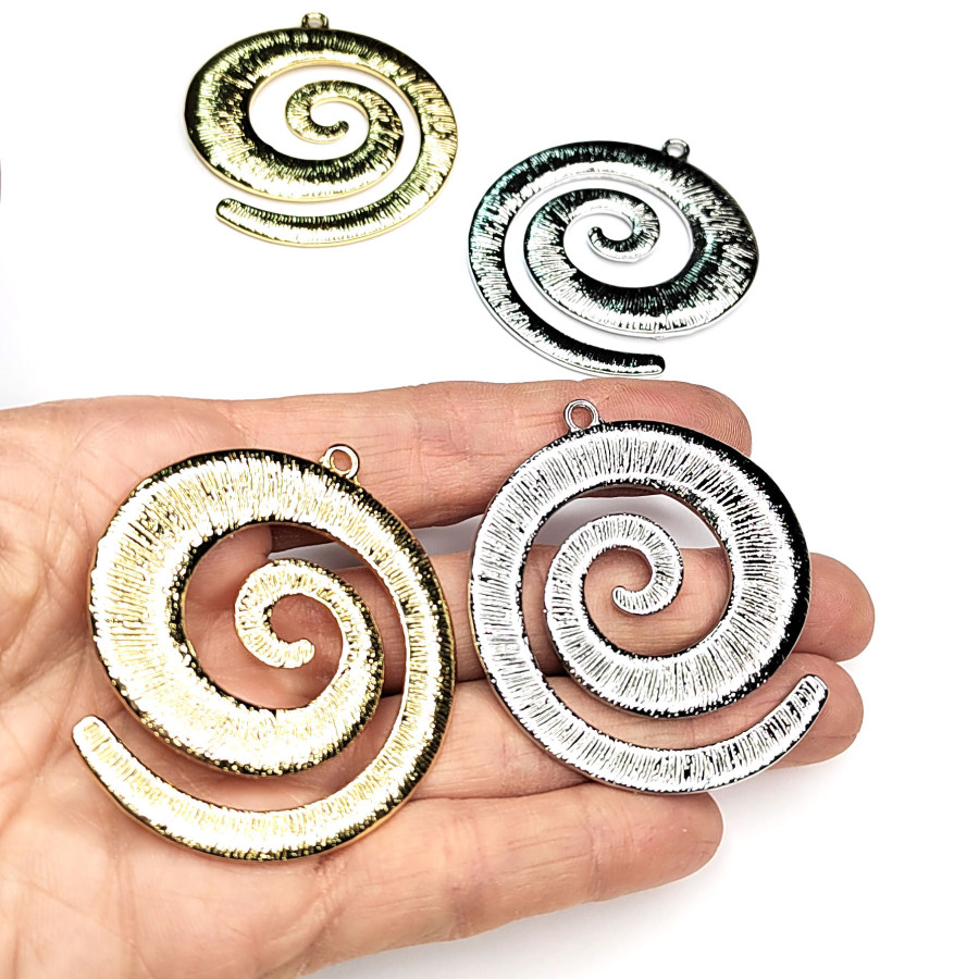 Крупная подвеска Спираль 54х48 мм металлическая, штука