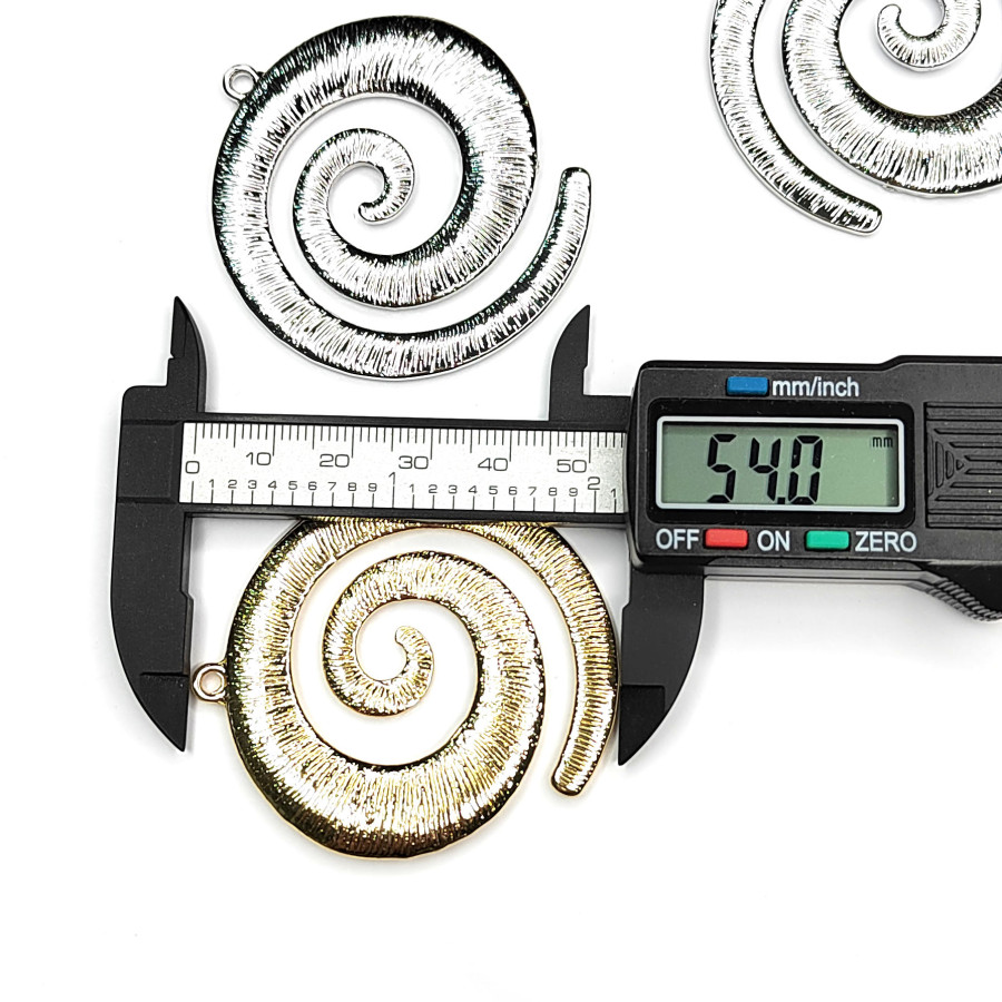 Крупная подвеска Спираль 54х48 мм металлическая, штука