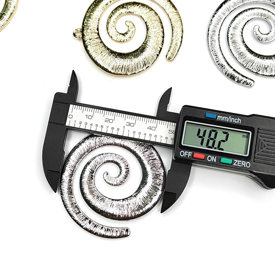 Крупная подвеска Спираль 54х48 мм металлическая, штука