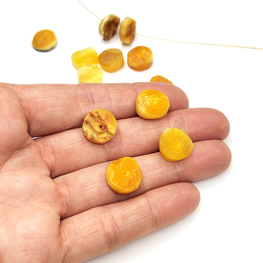 Янтарь природный натуральный форма бусины рондель 13х4,5 мм, штука