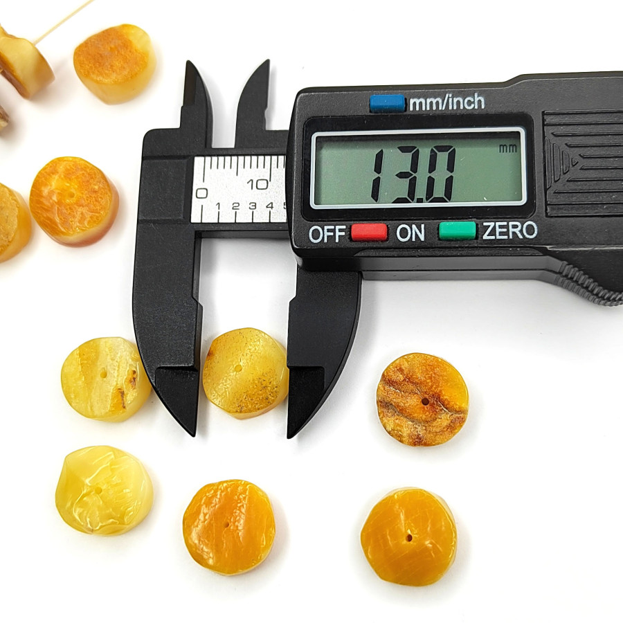 Янтарь природный натуральный форма бусины рондель 13х4,5 мм, штука