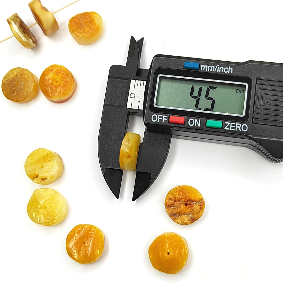 Янтарь природный натуральный форма бусины рондель 13х4,5 мм, штука