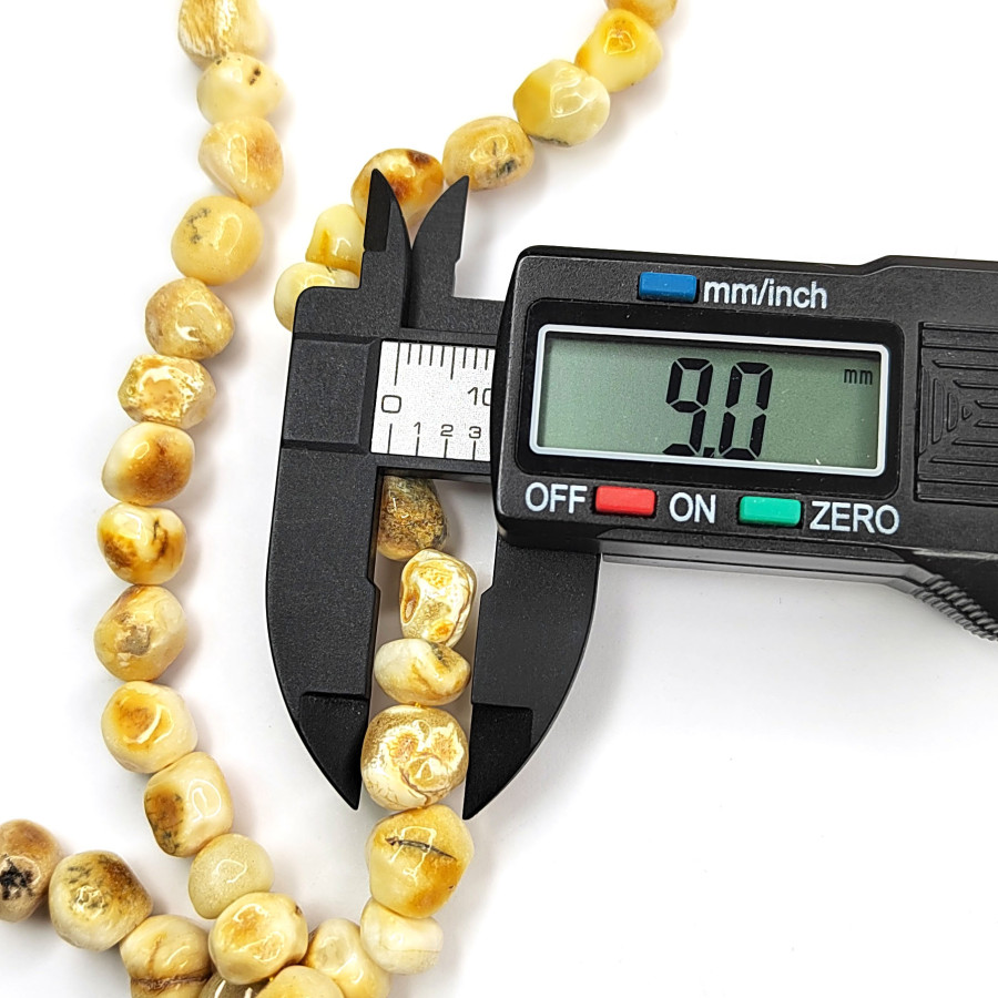 Янтарь природный натуральный 9 мм, нить 45,5 см