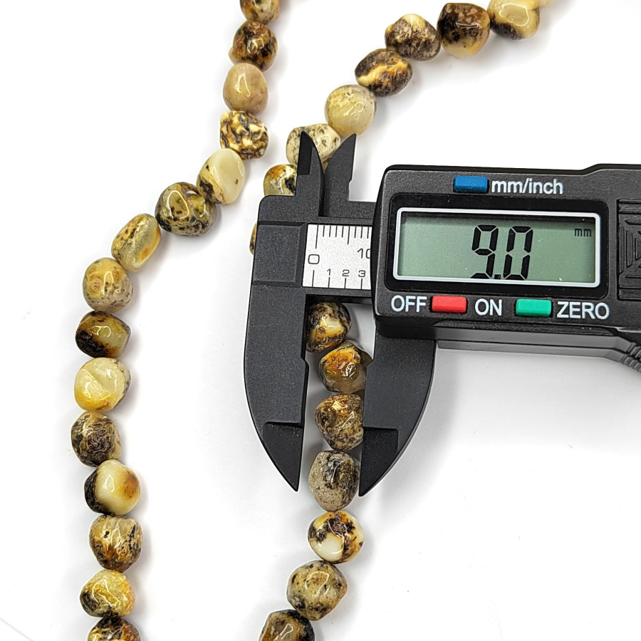 Янтарь природный натуральный 9 мм, нить 44,5 см