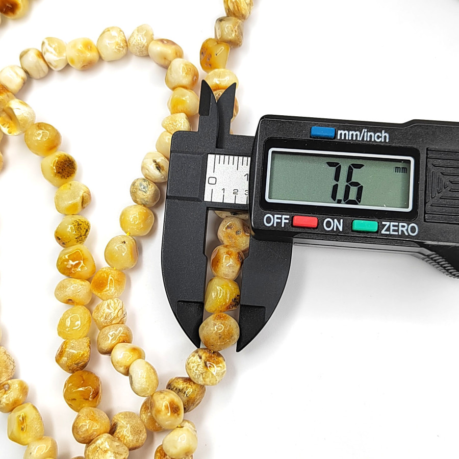 Янтарь природный натуральный 7,6 мм, нить 43-45 см