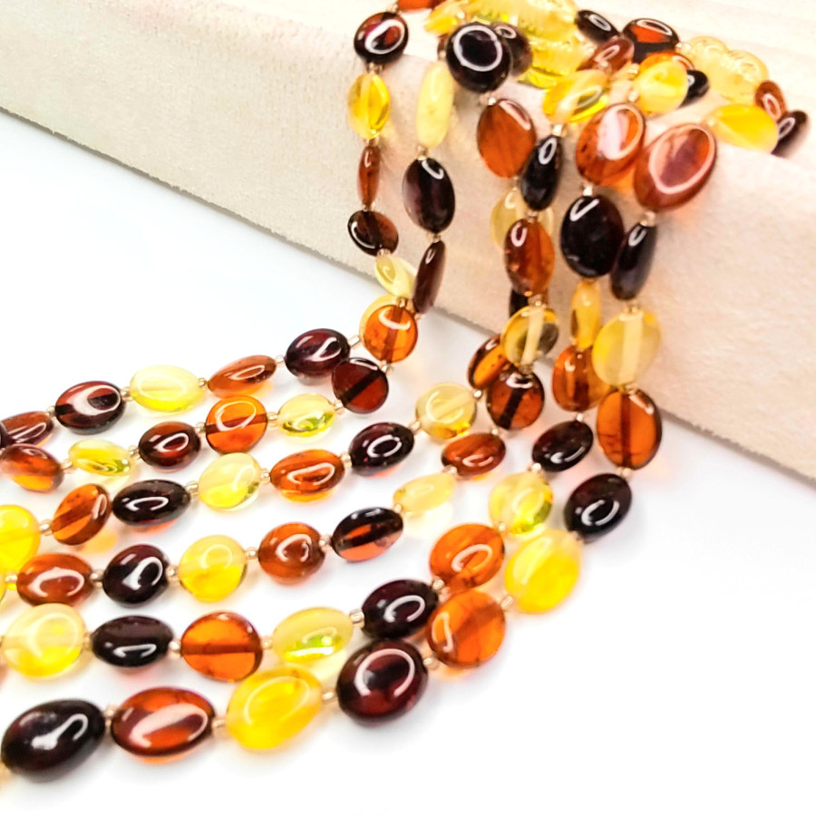 Янтарь природный натуральный 10х8 мм, нить 48-49 см