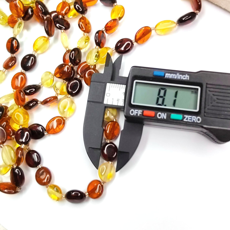 Янтарь природный натуральный 10х8 мм, нить 48-49 см