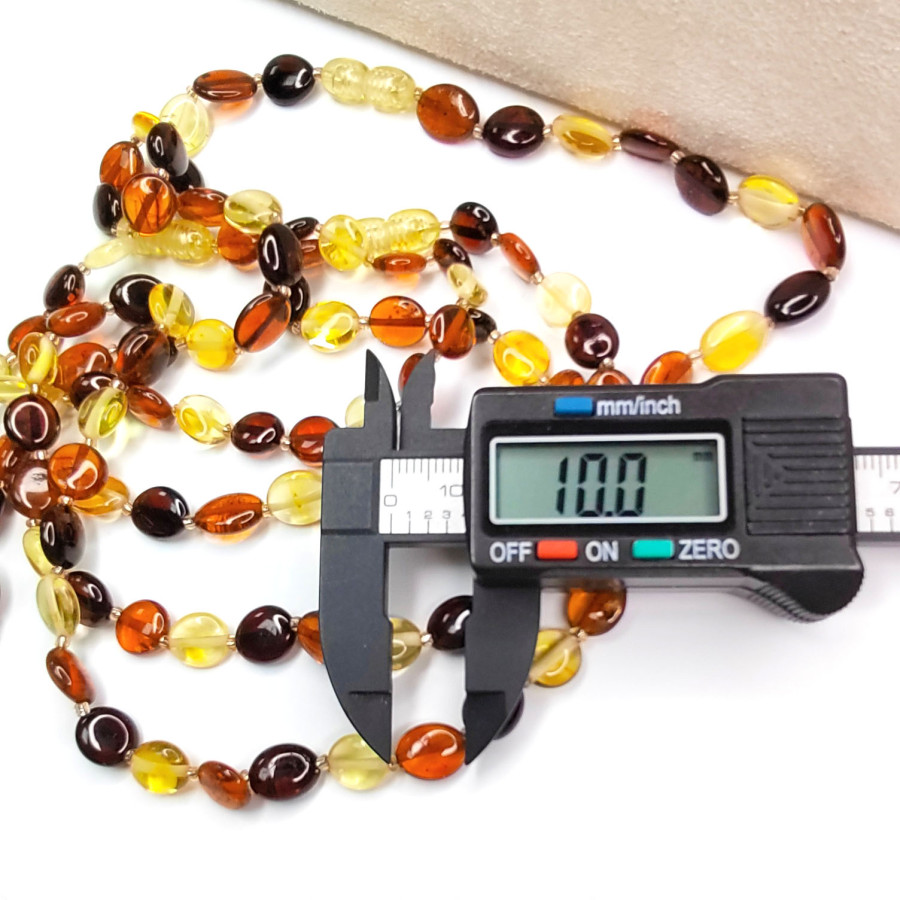 Янтарь природный натуральный 10х8 мм, нить 48-49 см