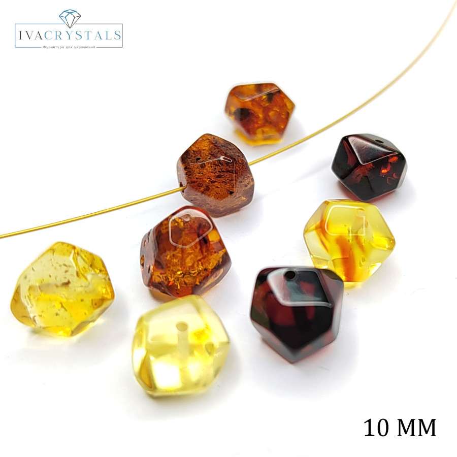 Янтарь природный натуральный 10 мм, Огранка Бусина