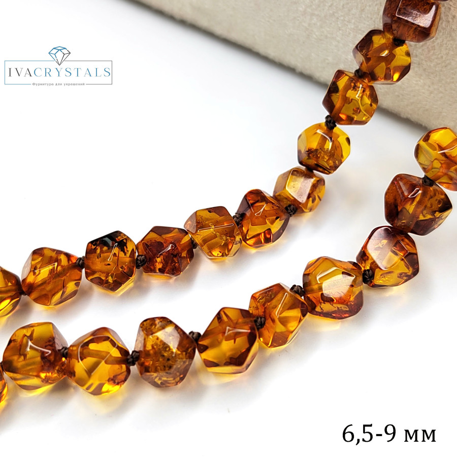Янтарь природный натуральный 6,5-9 мм, Огранка