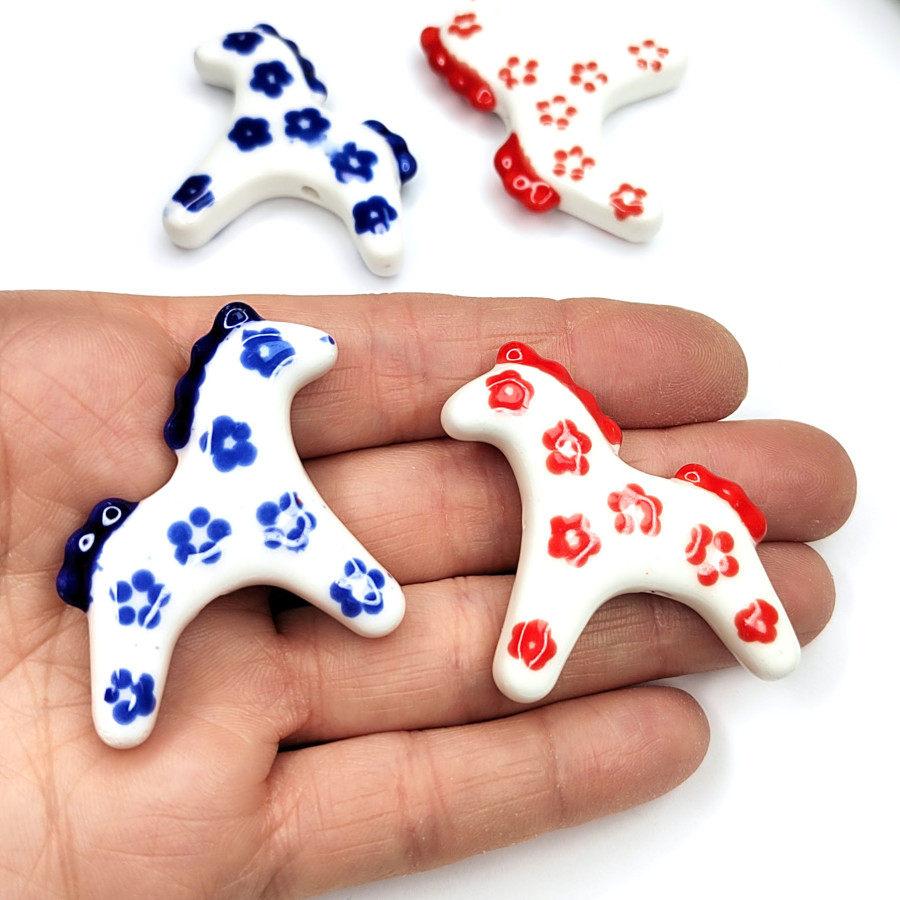 Лошадка керамическая 50х41 мм Гжель, ШТУКА